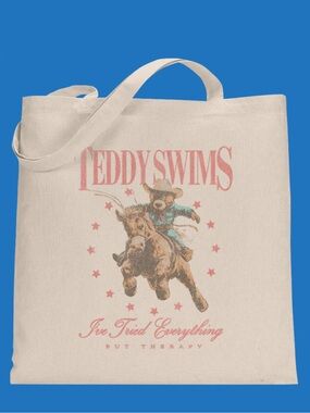Teddy Swims Cowboy Graphic Tote - Natural Canvas